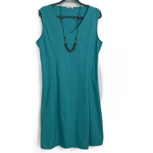 Dolcezza Sleeveless V-Neck Fit & Flare Dress Blue L